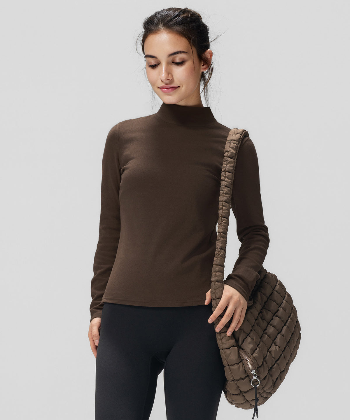 Anywhere™ Cozy Stretch Mock Neck Long Sleeve Tee | Women's Long Sleeve T-shirt