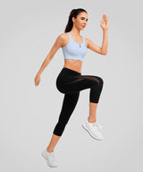 Echo™ Front Zip Perforated Solid Padded Running Bra | Women's High Support Sports Bra