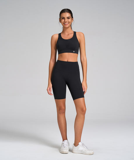 Enfold™ Round Neck Front Mesh Sports Bra | Women's High Support Sports Bra - image 4