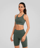 Echo™ Front Zip Perforated Solid Padded Running Bra | Women's High Support Sports Bra