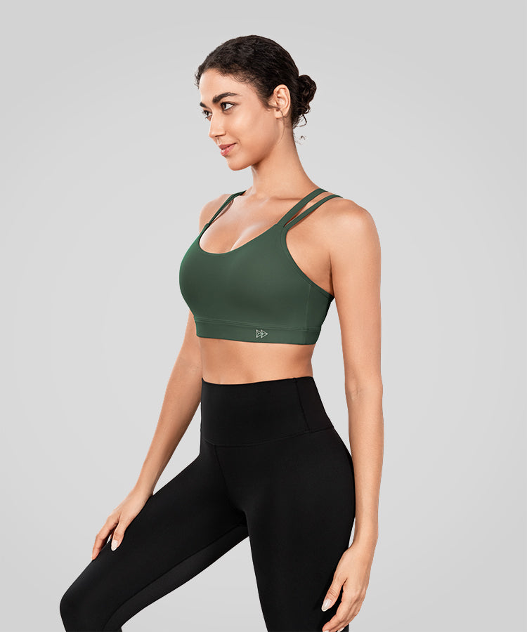 Echo™ Long Double Cross Straps Padded Yoga Bra | Women's Light Support Sports Bra