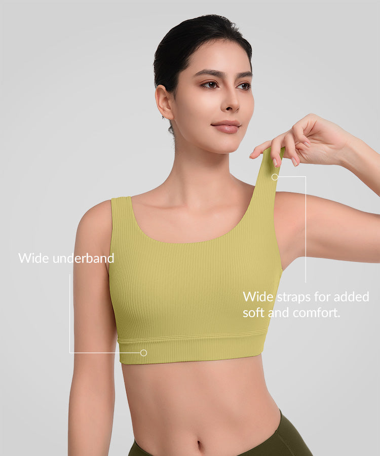 Shift™ Ribbed Deep U Back Padded Yoga Bra | Women's Light Support Sports Bra