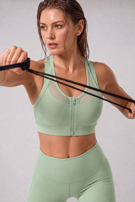 Reggiseno da corsa imbottito in rete con cerniera frontale Power | Reggiseno sportivo ad alto supporto da donna