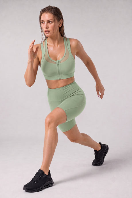 Reggiseno da corsa imbottito in rete con cerniera frontale Power | Reggiseno sportivo ad alto supporto da donna - image 6
