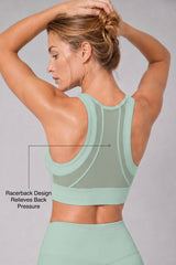 Sculpt™ Zip-Front Full-Back Mesh Racerback Sports Bra | High-Impact Support for Running, Gym & Training