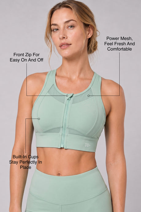 Sculpt™ Zip-Front Full-Back Mesh Racerback Sports Bra | High-Impact Support for Running, Gym & Training - image 38