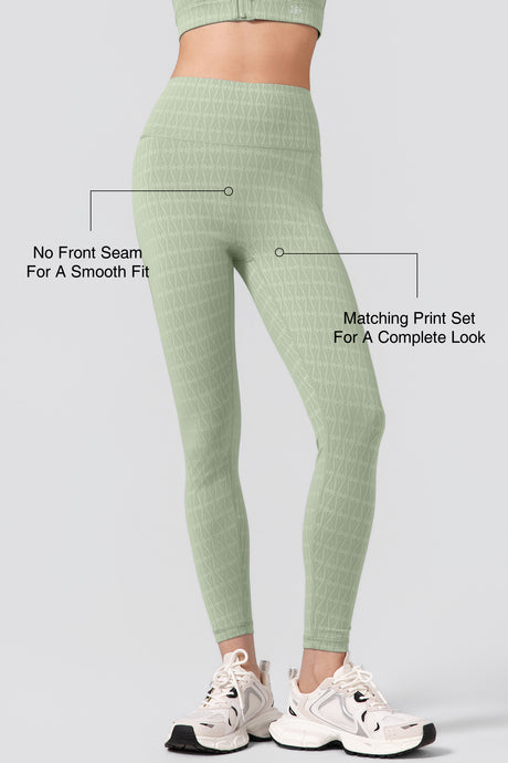 Power™ Jacquard Pattern No Front Seam High-Rise Running Leggings 25inches | Women's High Support Leggings - image 8