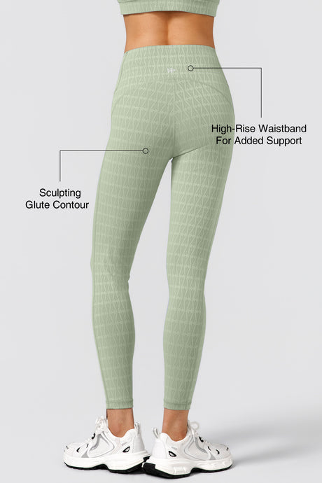Power™ Jacquard Pattern No Front Seam High-Rise Running Leggings 25inches | Women's High Support Leggings - image 3