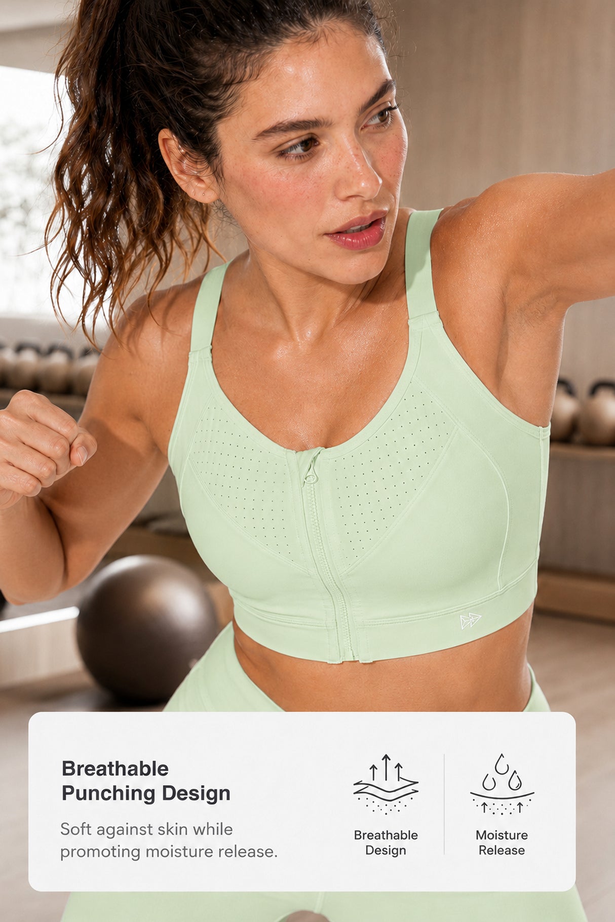 Power Zip Verstellbare Träger Gepolsterter Lauf-BH | Damen Sport-BH mit starkem Halt