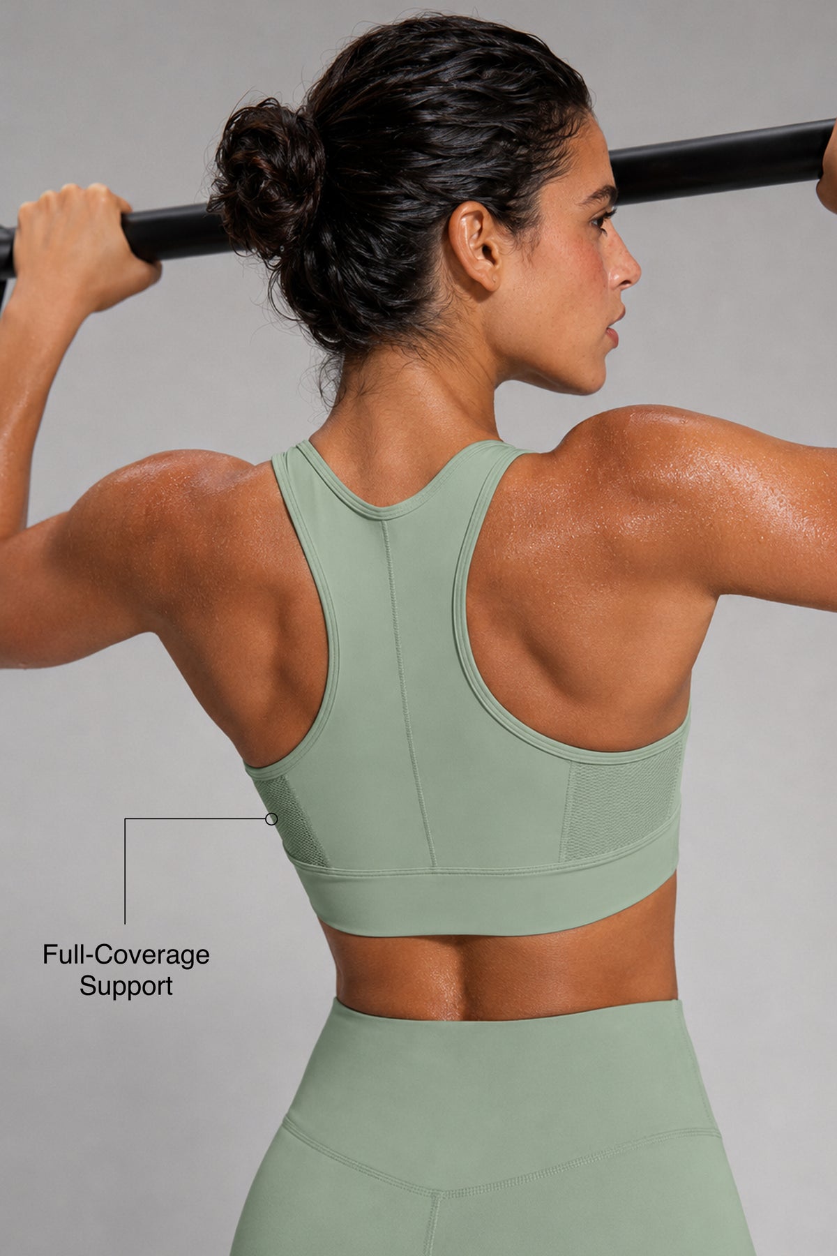 Power™ Zip-Front Mesh Racerback Sports Bra | High Support Best For Running, HIIT & Training