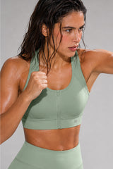 Power™ Zip-Front Mesh Racerback Sports Bra | High Support Best For Running, HIIT & Training