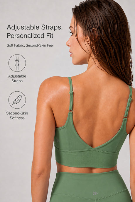 Echo™ V-Neck Ribbed Padded Yoga Bra | Women's Light Support Sports Bra - image 32