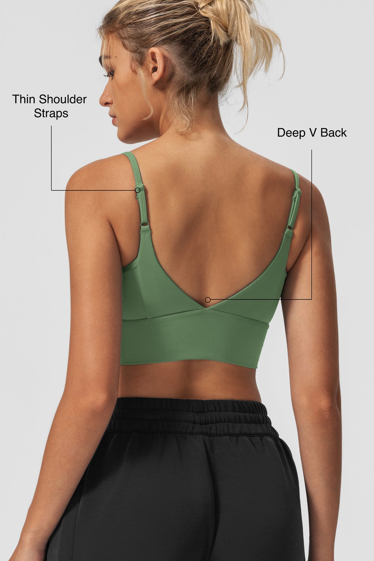 Echo™ V-Neck Ribbed Padded Yoga Bra | Women's Light Support Sports Bra