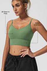 Echo™ V-Neck Ribbed Padded Yoga Bra | Women's Light Support Sports Bra