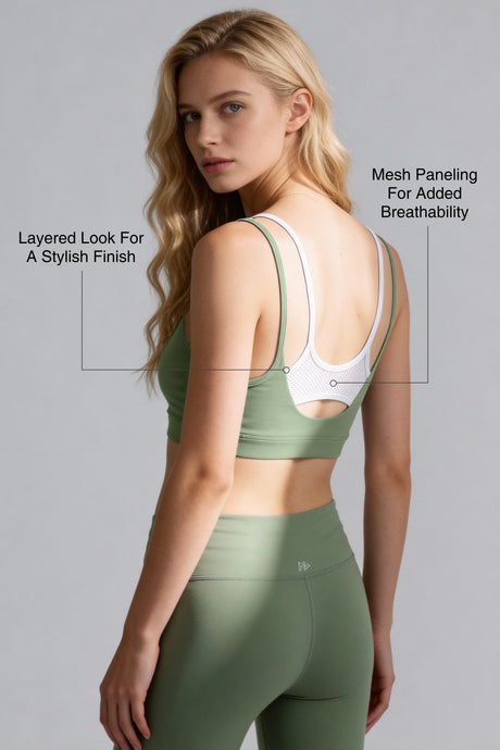 Anywhere™ Double Straps Removable Cups Mesh Yoga Bra | Women's Light Support Sports Bra - image 2