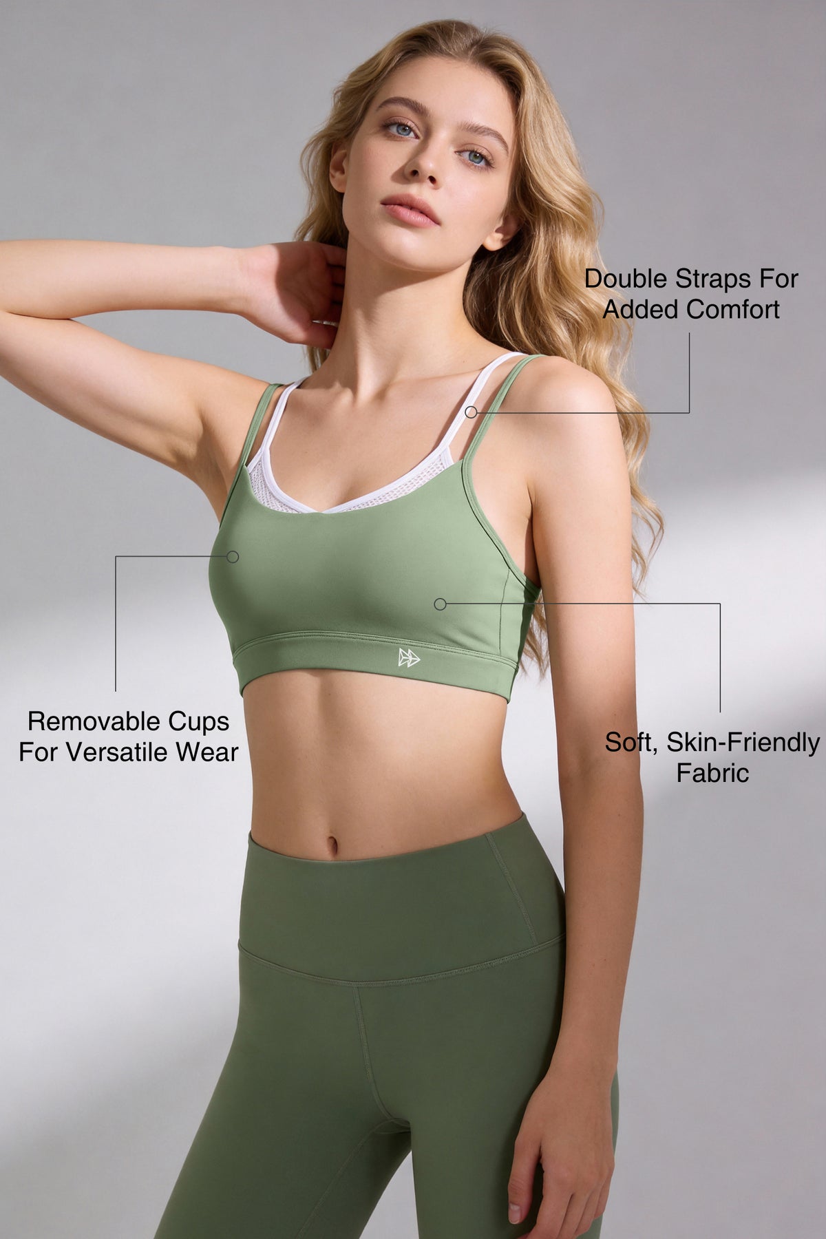 Anywhere™ Double Straps Removable Cups Mesh Yoga Bra | Women's Light Support Sports Bra