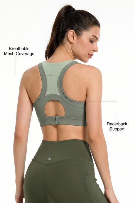 Power™ Breathable Racerback Fixed Cups High Impact Bra | Women's High Support Sports Bra - image 3