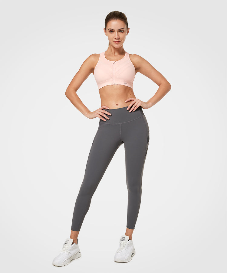 Enfold Zip Mesh gepolsterter Lauf-BH | Damen-Sport-BH mit starker Unterstützung (Übergröße)