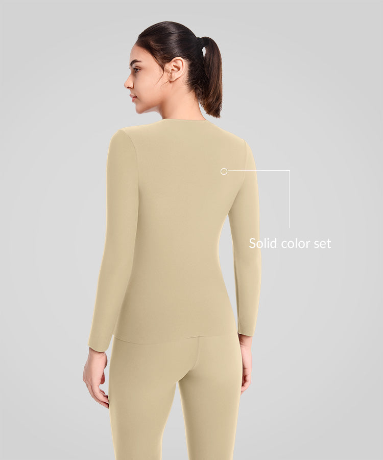 Completo intimo termico Shift super morbido ed elasticizzato in tinta unita | T-shirt a maniche lunghe da donna