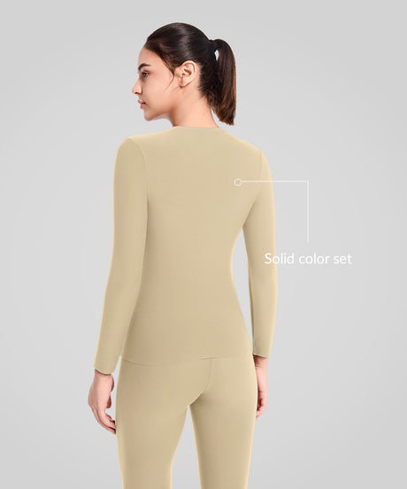 Shift™ Super Soft Stretchy Solid Color Thermal Underwear Set| Women's Long Sleeve T-shirt - image 5