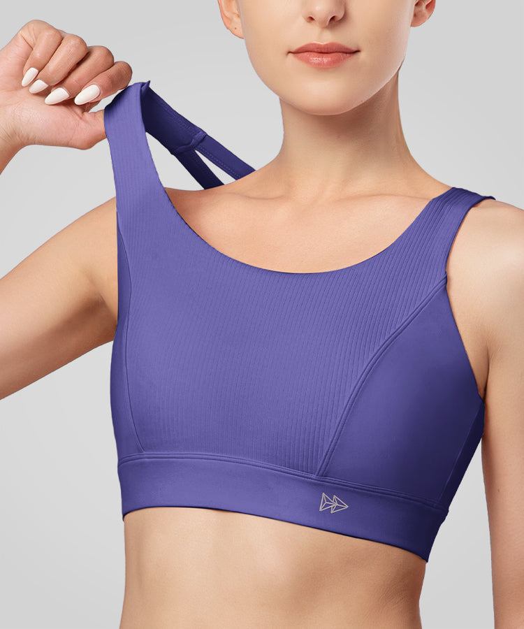 Reggiseno yoga a coste con spalline sottili incrociate Shift | Reggiseno sportivo a supporto leggero da donna
