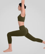 Gerippter Shift-Yoga-BH mit tiefem U-Rücken und Polsterung | Leicht stützender Sport-BH für Damen