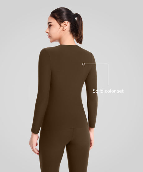 Shift Superweiches, dehnbares, einfarbiges Thermounterwäsche-Set | Langarm-T-Shirt für Damen - image 5
