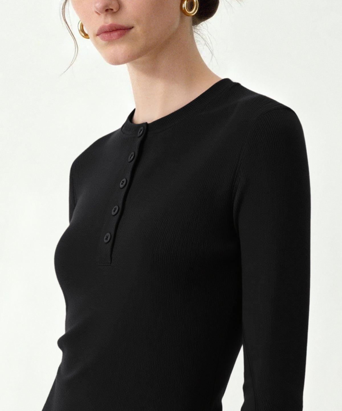 Camisa informal de manga larga con cuello abotonado para cualquier ocasión | Camiseta de manga larga para mujer