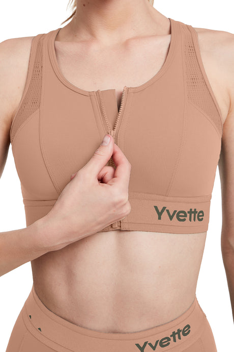 Reggiseno da corsa imbottito con zip frontale in rete e logo Echo | Reggiseno sportivo ad alto sostegno da donna - image 5