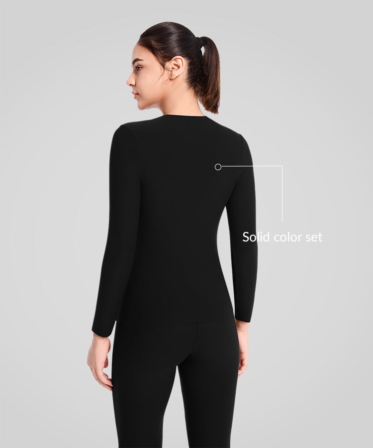 Completo intimo termico Shift super morbido ed elasticizzato in tinta unita | T-shirt a maniche lunghe da donna