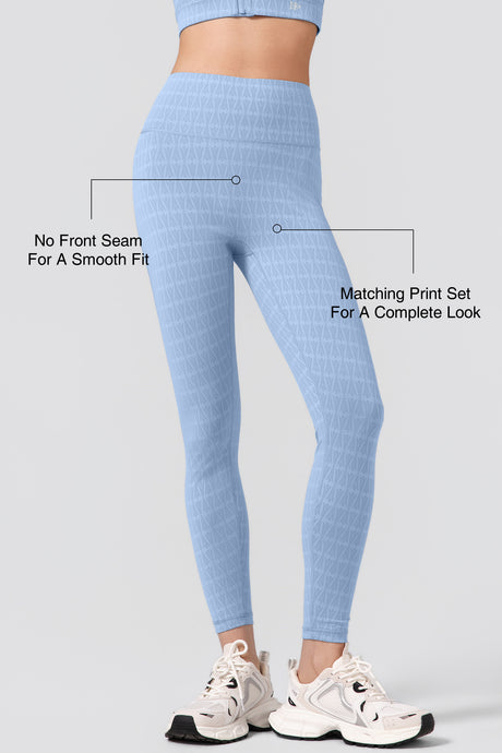 Power™ Jacquard Pattern No Front Seam High-Rise Running Leggings 25inches | Women's High Support Leggings - image 3