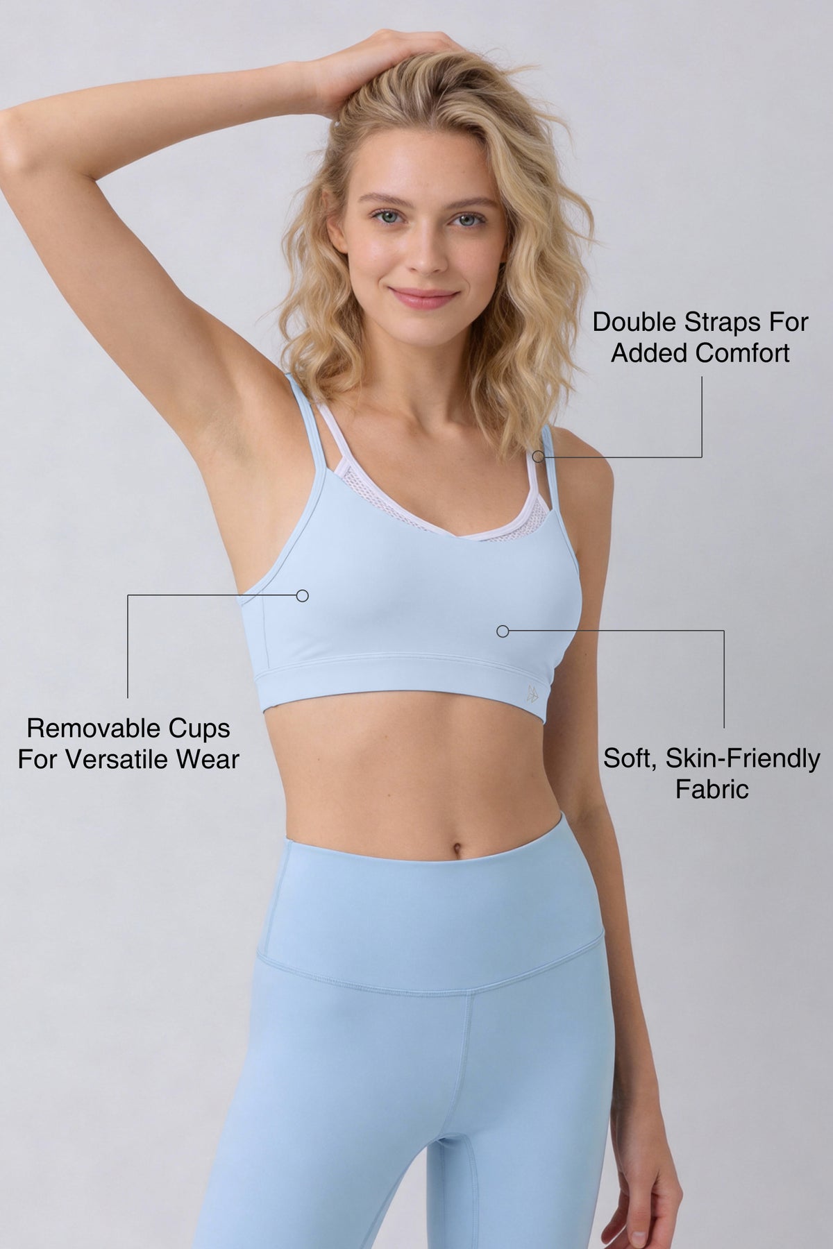 Anywhere™ Double Straps Removable Cups Mesh Yoga Bra | Women's Light Support Sports Bra