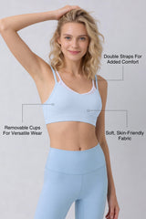 Anywhere™ Double Straps Removable Cups Mesh Yoga Bra | Women's Light Support Sports Bra