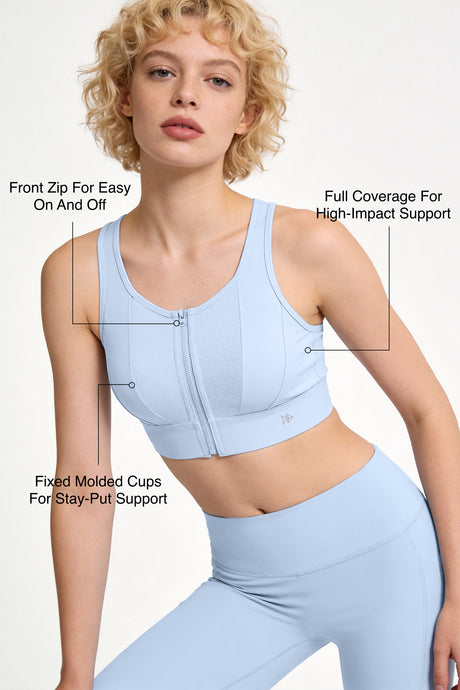 Power™ Front-Zip Jacquard Mesh Longline Sports Bra | High-Impact Support for Running, HIIT & Training - image 2
