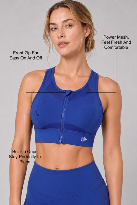 Sculpt™ Zip-Front Full-Back Mesh Racerback Sports Bra | High-Impact Support for Running, Gym & Training - image 50