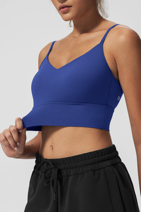Echo V-ringad ribbad vadderad yoga-bh | Sport-bh med lätt stöd för kvinnor - image 6