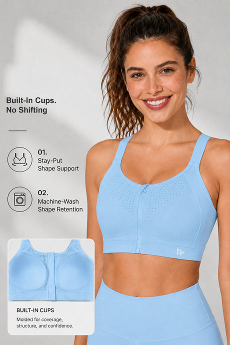 Power Zip Verstellbare Träger Gepolsterter Lauf-BH | Damen Sport-BH mit starkem Halt - image 21