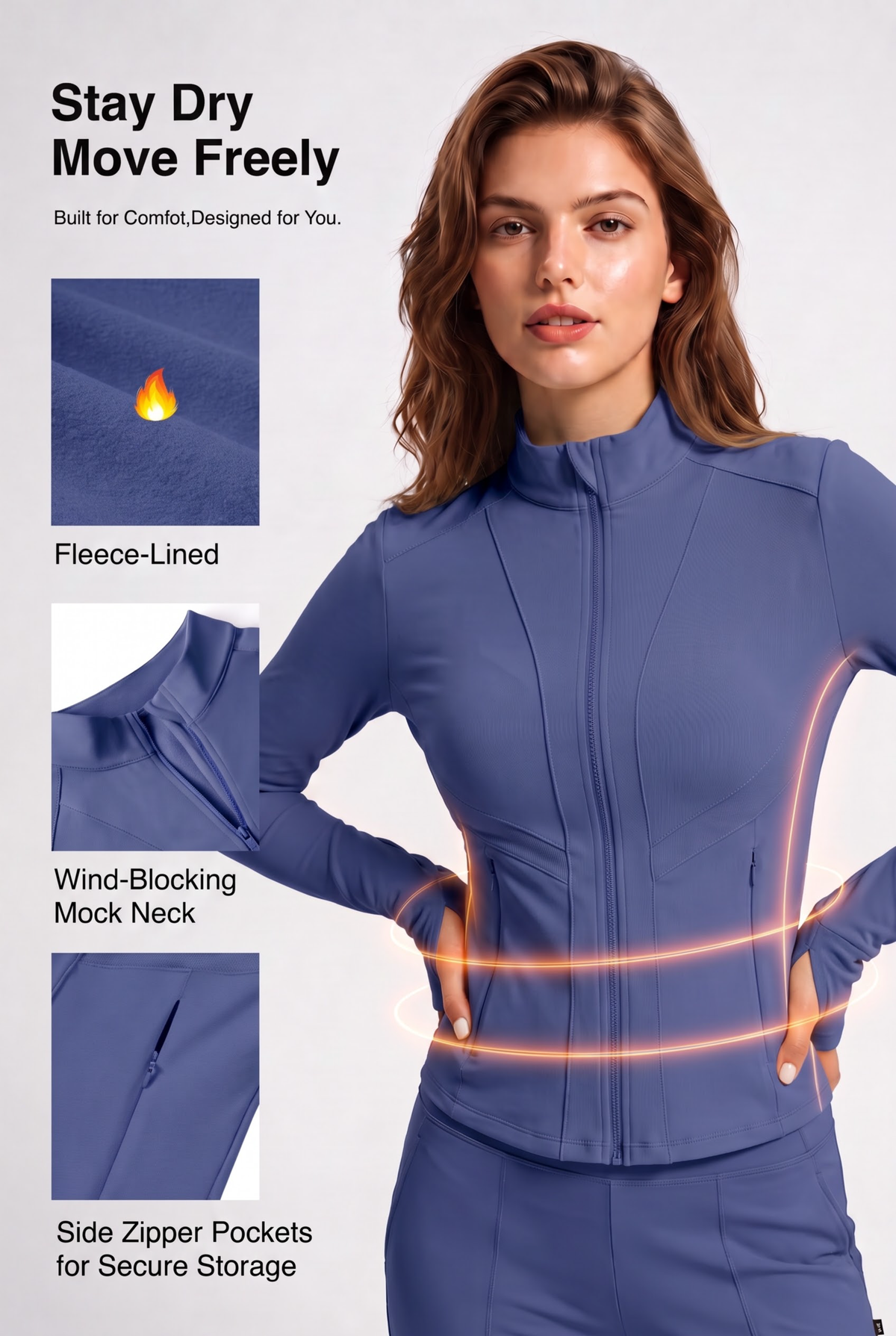 Shift™ Fleece-Lined Thermal Stretch Jacket – Water-Resistant Full-Zip | Women's Sports Jacket