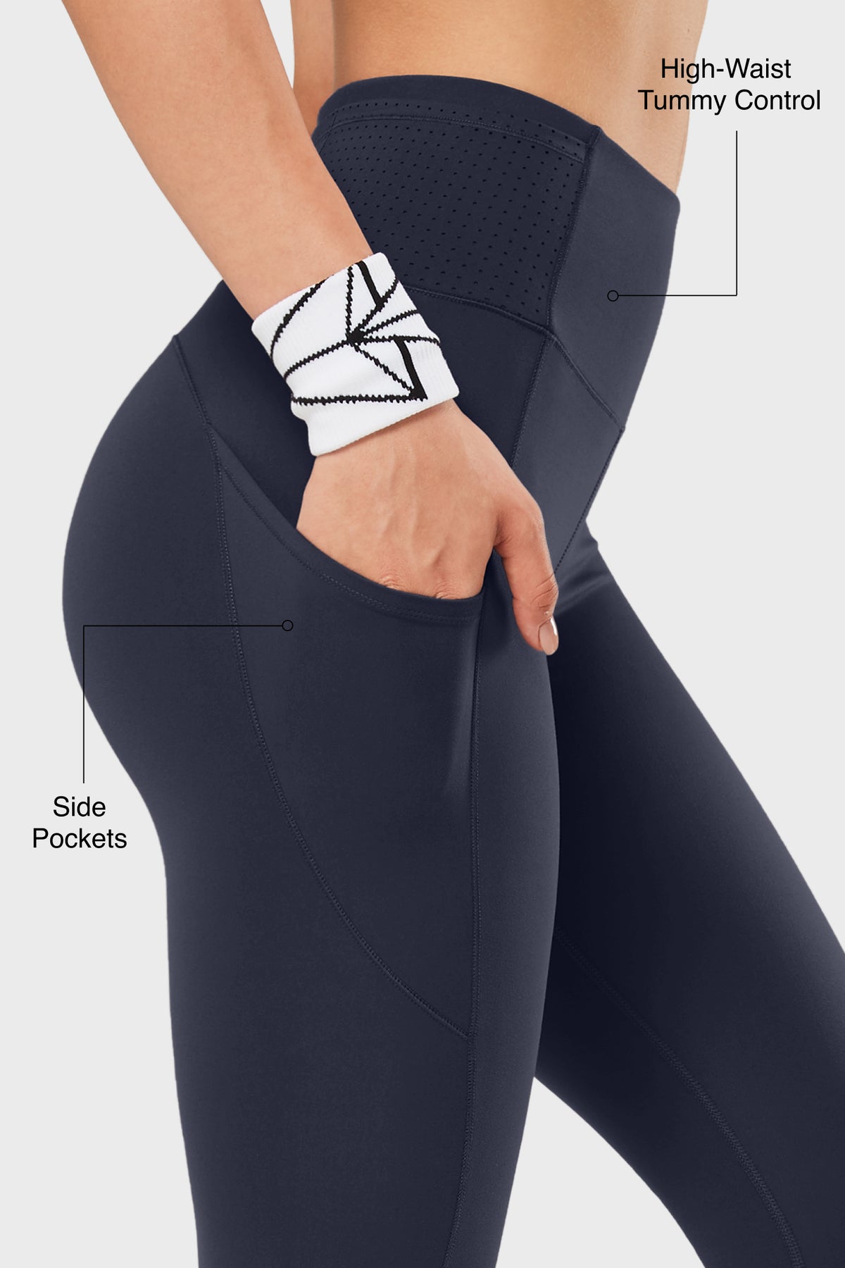 Figurformende Fitness-Leggings mit hoher Taille, 26,5/28 Zoll | Damen-Leggings mit hohem Halt