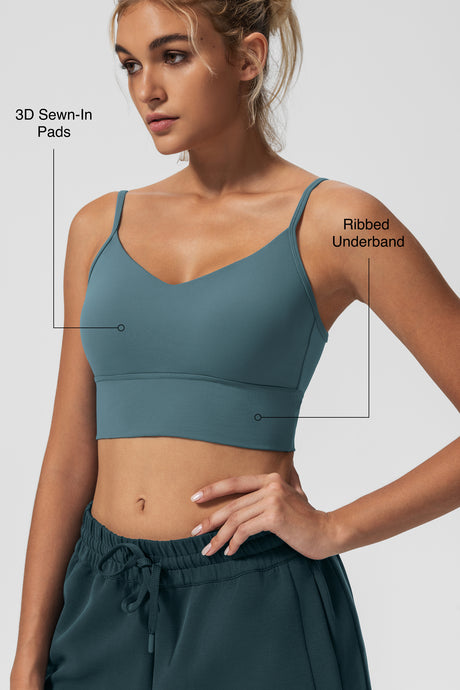 Echo™ V-Neck Ribbed Padded Yoga Bra | Women's Light Support Sports Bra - image 3