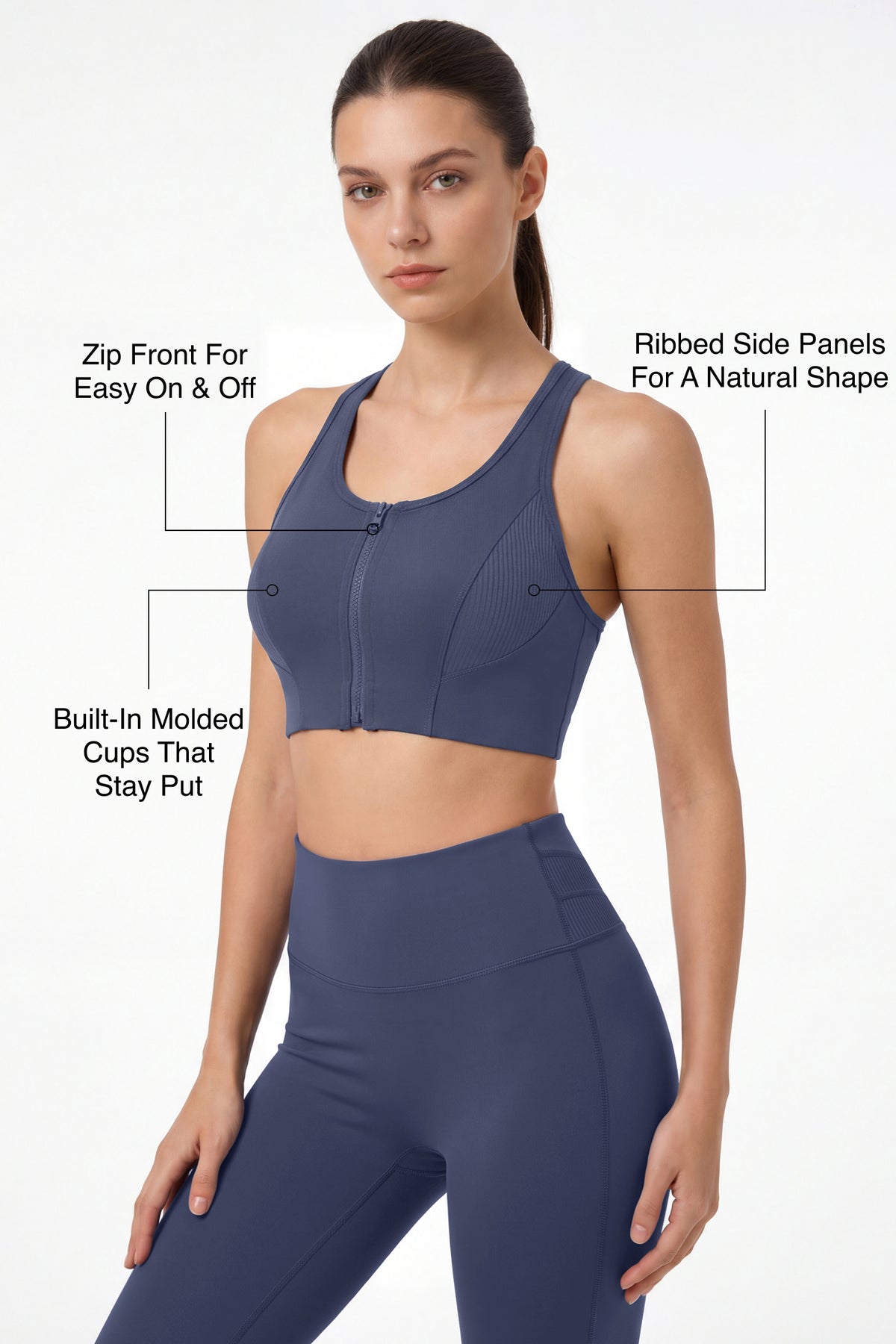 Echo™ Zip-Front Breathable Mesh Full-Coverage Sports Bra | High Support for Running, HIIT & Training