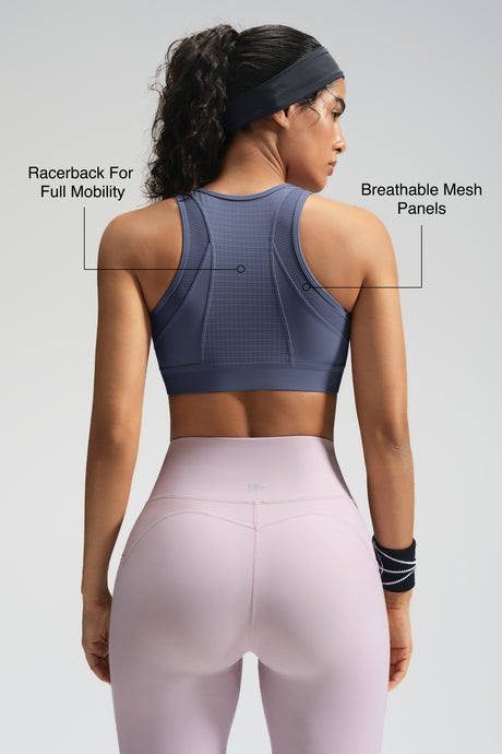 Power™ Front-Zip Mesh Racerback Running Bra | Women's High Support Sports Bra - image 2