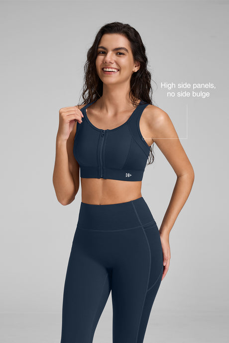 Löpar-bh med Power Cutout-mönster och racerback-dragkedja framtill | Sport-bh med högt stöd för kvinnor - image 3