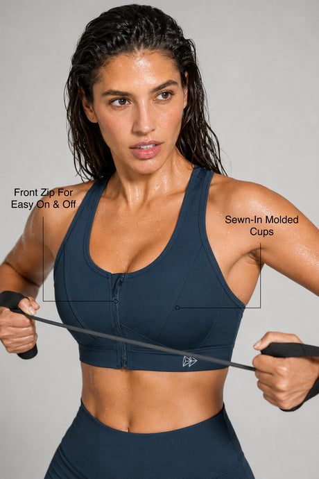 Enfold™ Front-Zip Breathable Racerback Sports Bra | High-Impact Support for Running, HIIT & Training - image 3