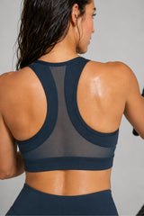 Enfold Zip Front Mesh Racerback Vadderad Löpar-BH | Sport-BH med Högt Stöd för Damer