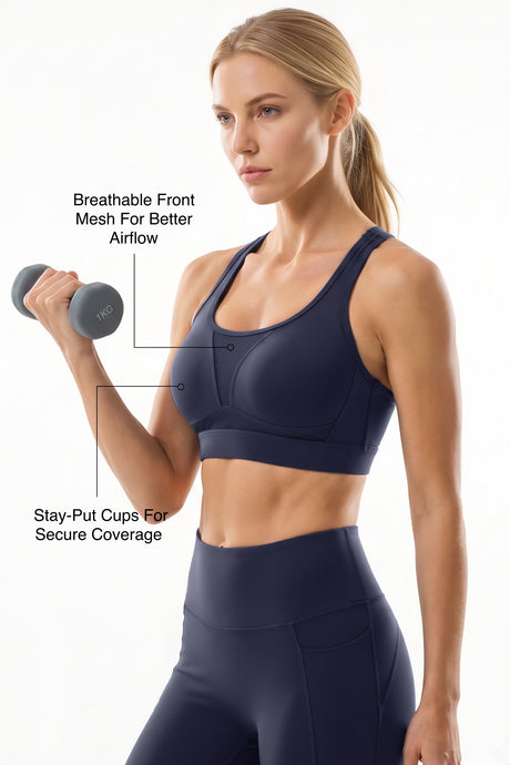 Power™ Adjustable Crisscross Straps With Mesh Sports Bra | High Support  for Running, HIIT & Training - image 14