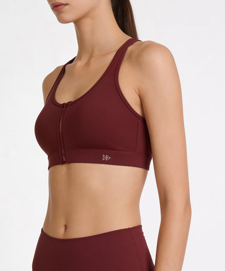 Shift™ Front Zip Sewn-in Pads Racerback Running Bra | Women's High Support Sports Bra - image 6