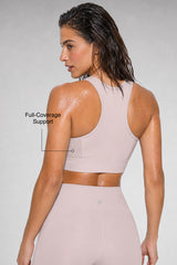 Power™ Zip-Front Mesh Racerback Sports Bra | High Support Best For Running, HIIT & Training