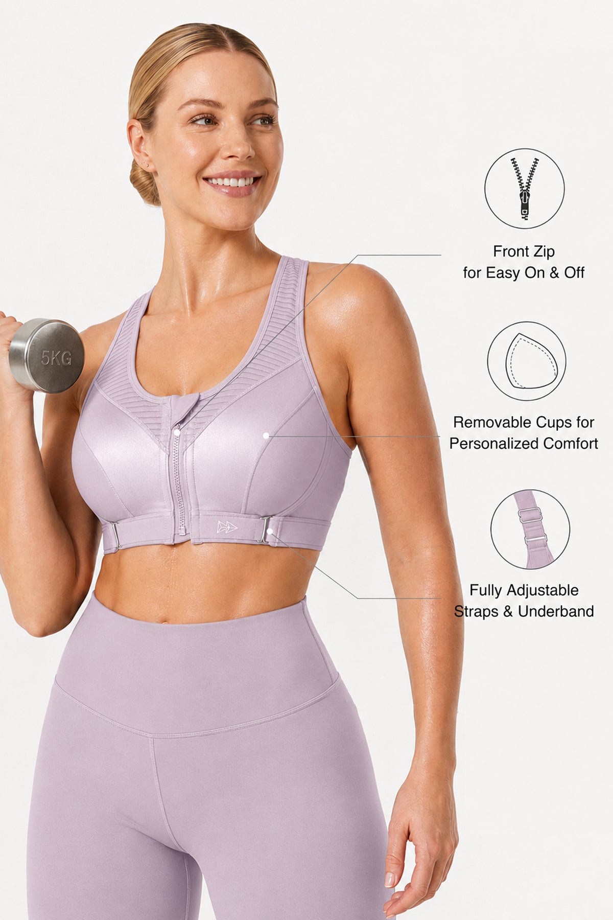 Reggiseno da corsa imbottito regolabile Power | Reggiseno sportivo ad alto sostegno da donna