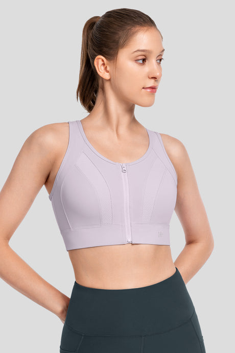 Echo™ Front Zip Perforated Breathable Padded Running Bra | Women's High Support Sports Bra
